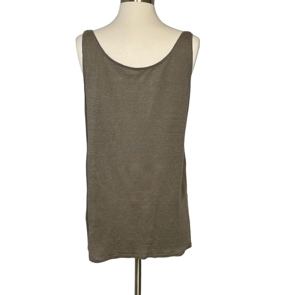 Eileen Fisher Taupe 100% Linen Tank Top w/Sequined Neckline Sz M - Picture 3 of 7
